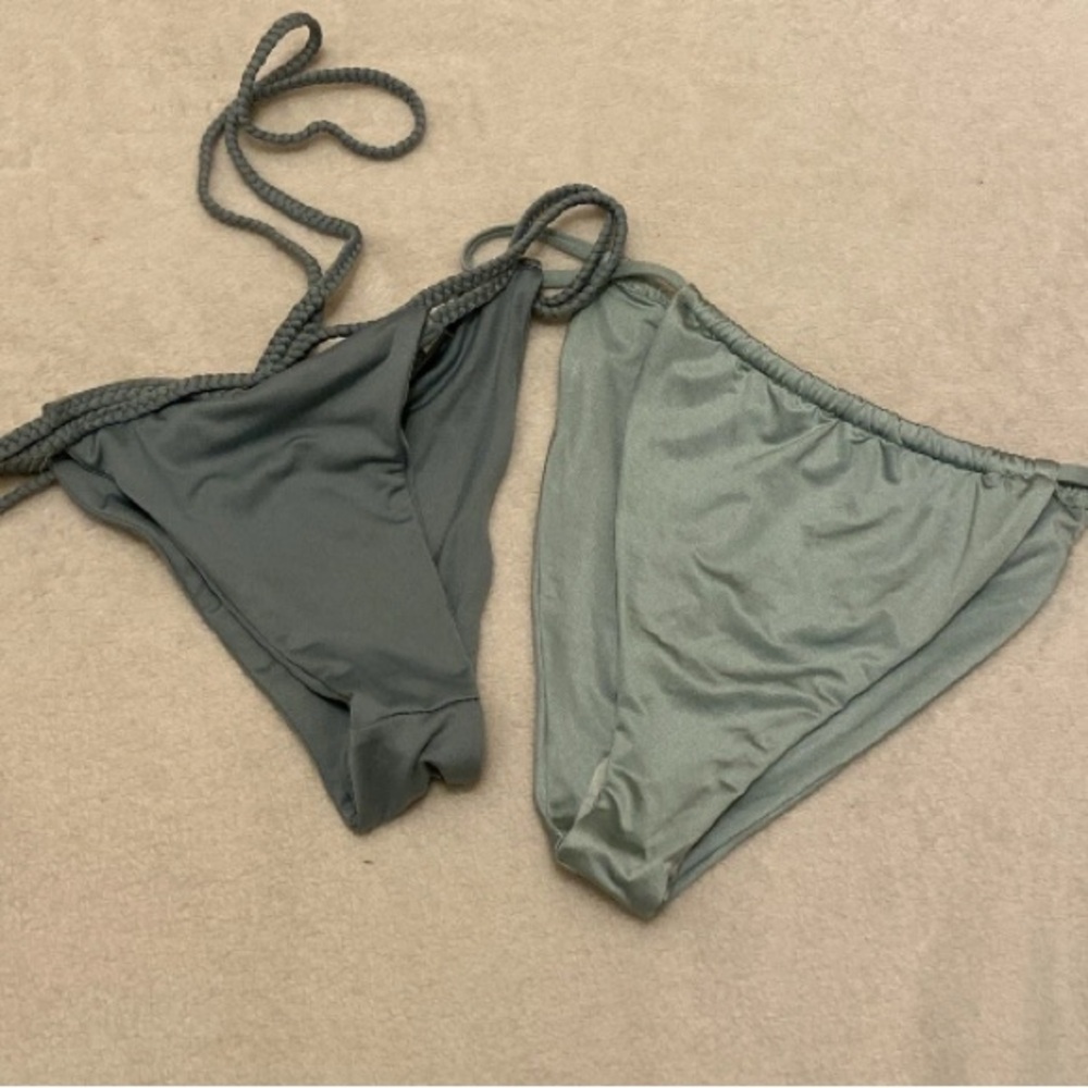 Green Shimmer snd Strappy Green Bikini Bottom Set